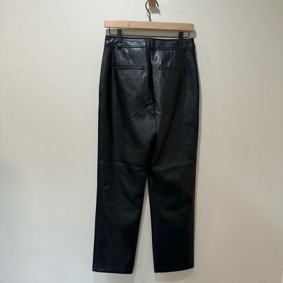 Babaton Straight Leg Faux Leather Black Pants sz 6 - Picture 4 of 6
